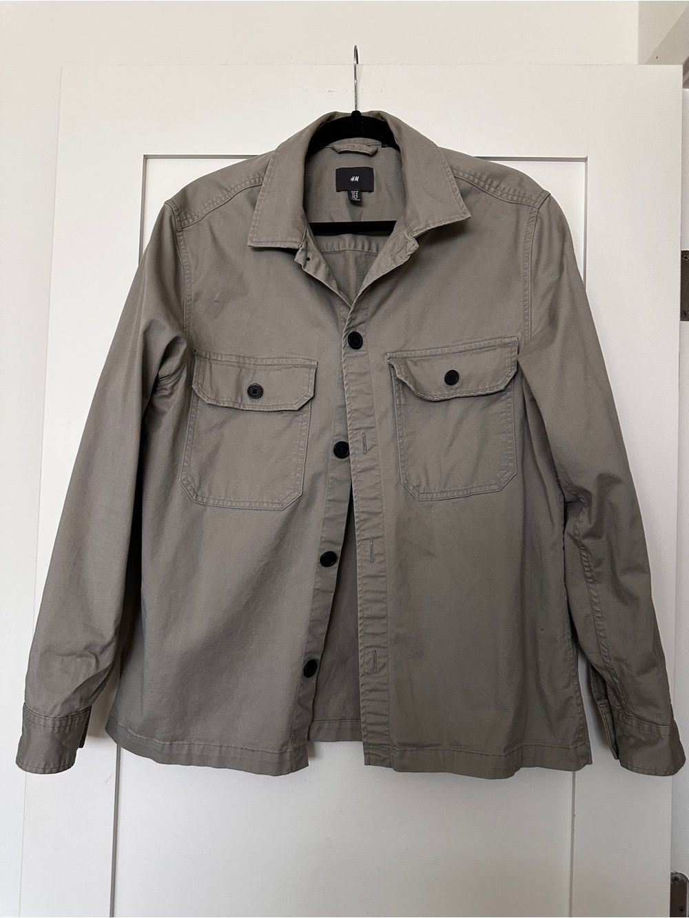 H&M Men's Lightweight Overshirt Jacket in Olive Gray